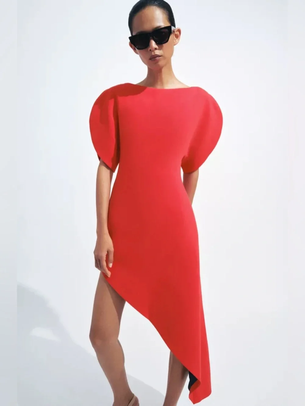 ZARA ZW COLLECTION ASYMMETRIC MIDI DRESS - Picture 4 of 16